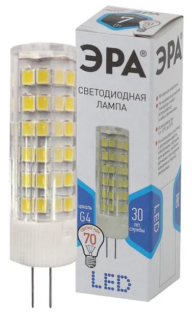 Лампочка светодиодная ЭРА LED JC-7W-220V-CER-840-G4