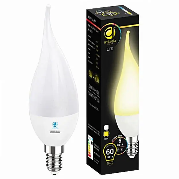 Лампа светодиодная Ambrella light 205014 E14 6W 3000K белая Лампа светодиодная Ambrella light 205014 E14 6W 3000K белая