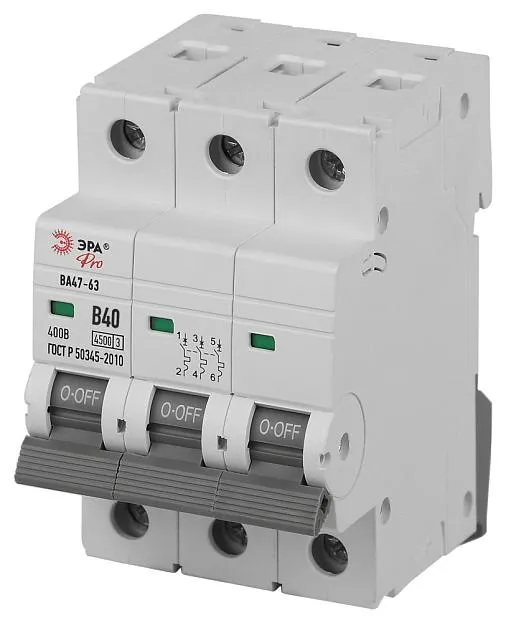 Автоматический выключатель ЭРА VA63-3P40B4.5