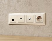 Комплект механизма TV розетки SAT 5-2400MHz 3.5dB ALFA Бежевый матовый Volt MA333050 QUANT