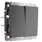 Выключатель двухклавишный Werkel W1120004 (графит рифленый) a050756