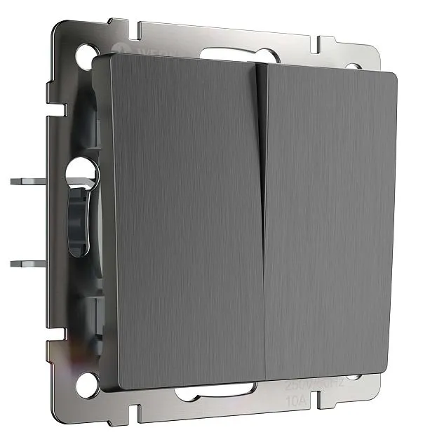 Выключатель двухклавишный Werkel W1120004 (графит рифленый) a050756 Выключатель двухклавишный Werkel W1120004 (графит рифленый) a050756