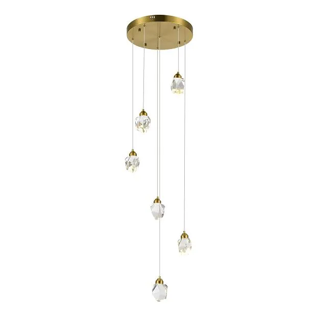 Светильник подвесной Золотистый/Прозрачный LED 6*3W 3000K ST-Luce SL6114.203.06 CASCATO