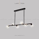 Реечный, рядный светильник LINDA LONG 6 плафонов. Цвет черный (одинарный плафон) Lampatron linda-long-6-black 2186-3639
