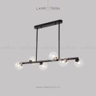 Реечный, рядный светильник LINDA LONG 6 плафонов. Цвет черный (одинарный плафон) Lampatron linda-long-6-black 2186-3639