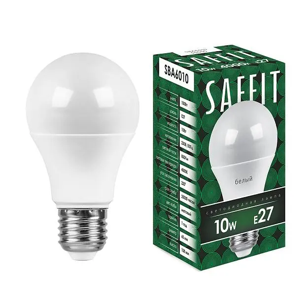 Лампа светодиодная SAFFIT 55005 SBA6010 Шар E27 10W 4000K Лампа светодиодная SAFFIT 55005 SBA6010 Шар E27 10W 4000K
