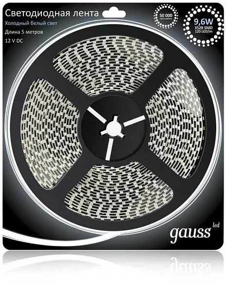 Светодиодная лента Gauss 311000310 9,6W/m 120LED/m 2835SMD холодный белый 5M Светодиодная лента Gauss 311000310 9,6W/m 120LED/m 2835SMD холодный белый 5M
