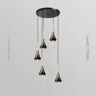 Подвесной светильник CAI C 5 светильников на диске. Плафон жемчужно-черный. Стандартный. Теплый свет Lampatron 7006-19371