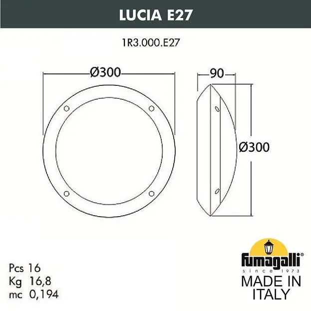 Уличное бра Fumagalli 1R3.000.000.AYE27BU1 Lucia