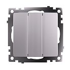 Выключатель 3-клавишный (механизм), STEKKER GLS10-7108-03, 250V, 10А, серебро Feron 49173 Катрин