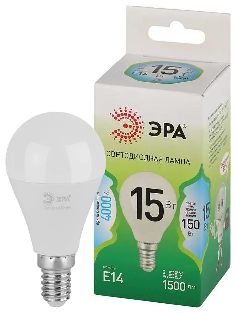 Лампочка светодиодная ЭРА LED P45-15W-840-E14 GL