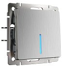 Выключатель одноклавишный проходной с подсветкой Werkel W1112109 (cеребряный рифленый) a051361