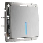 Выключатель одноклавишный проходной с подсветкой Werkel W1112109 (cеребряный рифленый) a051361
