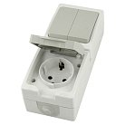 Блок: розетка 1-местная с/з + выключатель 2-клавишный STEKKER 49739 PST16-21-54V/10-221-54