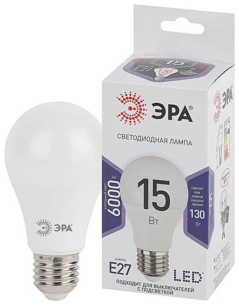 Лампочка светодиодная ЭРА LED A60-15W-860-E27