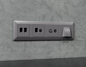 Комплект механизма компьютерной двойной розетки RJ-45 (8P8C) CAT6 с автоматической защитной шторкой ALFA Сталь матовый Volt MA512110 QUANT