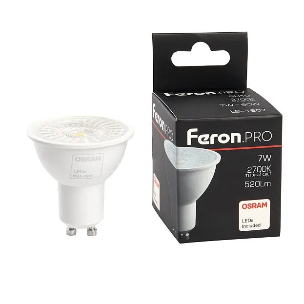Лампа светодиодная Feron 38182 PRO LB-1607 GU10 7W 2700K
