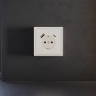 Накладка для розетки с заземлением и защитными шторками, с USB A+C, (хлопок) Voltum VLS001013 S70