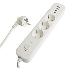 Сетевой фильтр 3-местный с/з  Stekker 50101 3x1мм2, 5 м, 250В, 16А, 2 USB-A+2 Type-C 3, серия Nova, белый