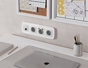 Комплект механизма компьютерной розетки RJ-45 (8P8C) CAT6A экранированной с автоматической защитной шторкой OMEGA Серебро глянец Volt MO412005 QUANT