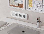 Комплект механизма компьютерной розетки RJ-45 (8P8C) CAT6A экранированной с автоматической защитной шторкой OMEGA Серебро глянец Volt MO412005 QUANT