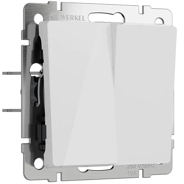 Выключатель двухклавишный (белый акрил) Werkel W1120041/ a064002 Выключатель двухклавишный (белый акрил) Werkel W1120041/ a064002