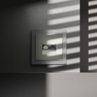 Розетка телевизионная встраиваемая TV+RJ45 кат. 6, (сталь) Voltum VLS060705 S70