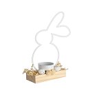 Фигурка Заяц L100, B50, H175 металл, дерево, сухие цветы, белый, натуральный Eglo 427859 BALMAHA