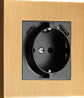 Розетка Schuko с зарядным устройством USB A+C, с защитными шторками, латунь, Donel DT155MB N96
