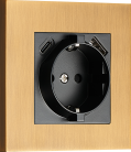 Розетка Schuko с зарядным устройством USB A+C, с защитными шторками, латунь, Donel DT155MB N96