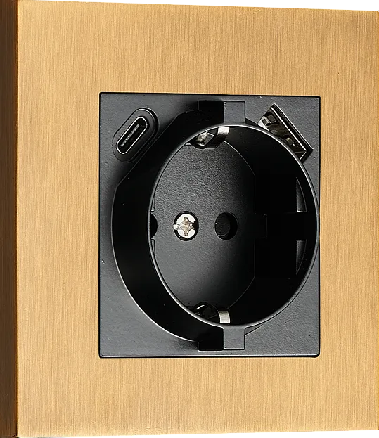 Розетка Schuko с зарядным устройством USB A+C, с защитными шторками, латунь, Donel DT155MB N96 Розетка Schuko с зарядным устройством USB A+C, с защитными шторками, латунь, Donel DT155MB N96