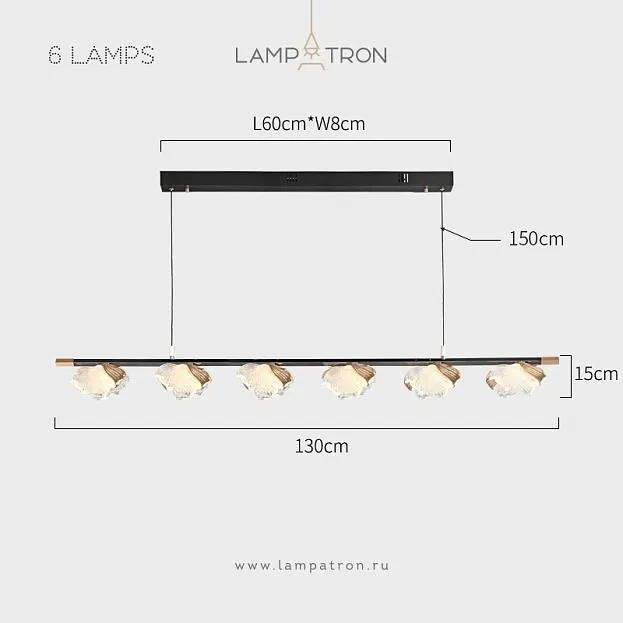 Реечный, рядный светильник AUBREY L 6 плафонов Lampatron f-aubrey-l-6 8785-24716 Реечный, рядный светильник AUBREY L 6 плафонов Lampatron f-aubrey-l-6 8785-24716