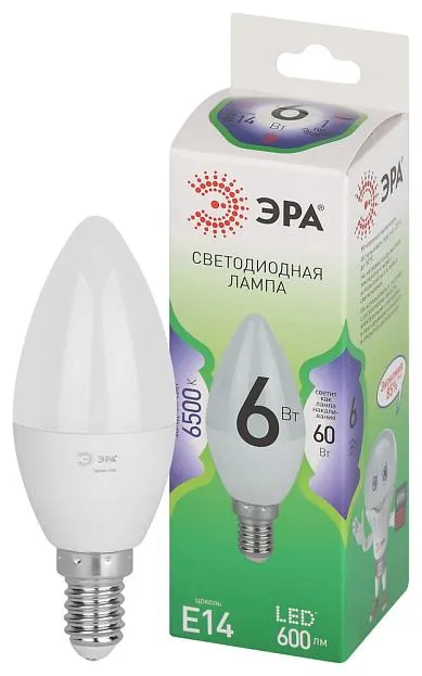 Лампочка светодиодная ЭРА LED B35-6W-865-E14 GL