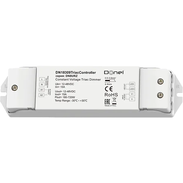 Контроллер напряжение Triac 12-48V DC 1×(180-720)W Push-Dim Donolux DN18309TriacController