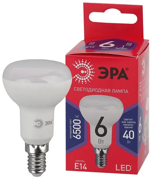 Лампочка светодиодная ЭРА LED R50-6W-865-E14 R
