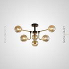 Потолочная люстра AGIRA 6 плафонов. Цвет янтарь. Lampatron agira-amber-6 2104-3279