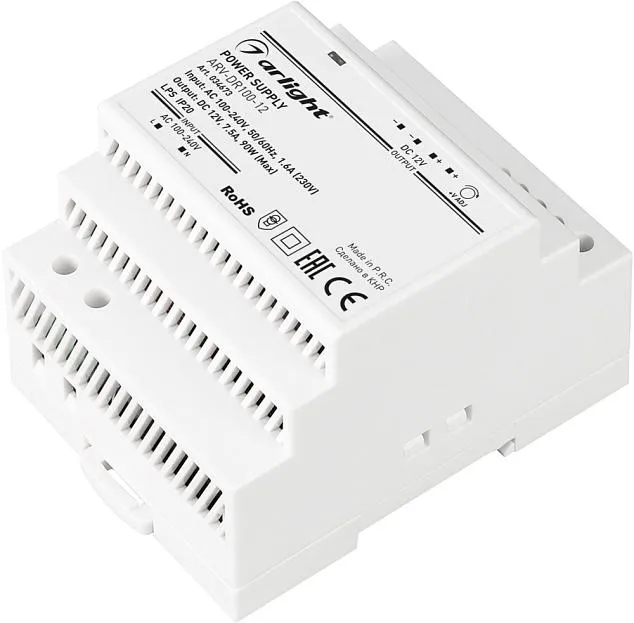 Блок питания ARV-DR100-12 (12V, 7.5A, 90W) IP20 DIN-рейка Arlight 034673 ARV-DIN Блок питания ARV-DR100-12 (12V, 7.5A, 90W) IP20 DIN-рейка Arlight 034673 ARV-DIN