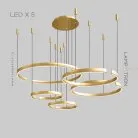 Кольцевые люстры и светильники VEIKKO COMBO Пять колец. Цвет Латунь. 45 + 45 + 65 + 65 + 85 см Lampatron 7106-19492