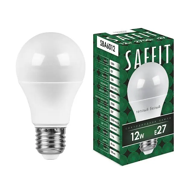 Лампа светодиодная Saffit 55007 SBA6012 Шар E27 12W 2700K Лампа светодиодная Saffit 55007 SBA6012 Шар E27 12W 2700K