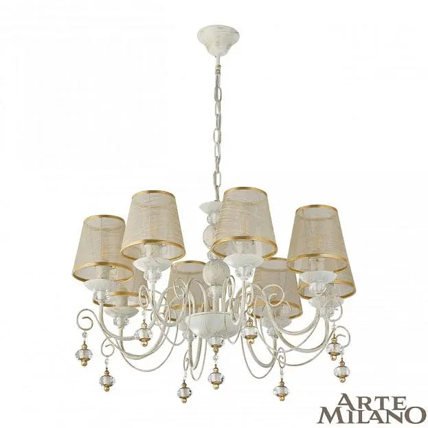 Люстра подвесная Arte Milano 347620/8 WT+G AM347620 Люстра подвесная Arte Milano 347620/8 WT+G AM347620