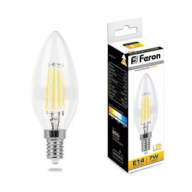 Лампа светодиодная Feron 25726 LB-66 Свеча E14 7W 2700K Лампа светодиодная Feron 25726 LB-66 Свеча E14 7W 2700K