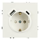 Розетка 1-местная з/ш с/з 16А + USB + Type C (механизм), 250В, 20W, серия Эмили, белый фарфор, soft-touch Stekker 50217 RST16-5119-01