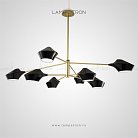 Люстра LANT 8 плафонов. Размер L. Цвет черный. Золотой каркас. Lampatron 871-1315