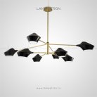 Люстра LANT 8 плафонов. Размер L. Цвет черный. Золотой каркас. Lampatron 871-1315