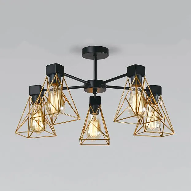 Потолочная люстра Eurosvet 70107/5 черный/латунь Trappola a061402