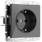 Розетка с заземлением и шторками (графит акрил) Werkel W1171144 a064091