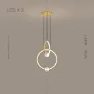 Подвесной светильник LUANA 2 кольца. Цвет Латунь. Белый свет Lampatron 5324-13646