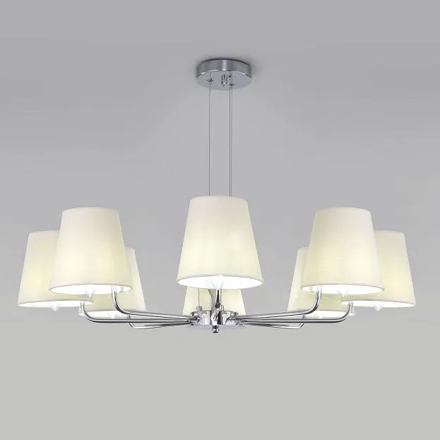 Подвесная люстра с тканевыми абажурами Eurosvet 60155/8 хром Amaretto a065003 Подвесная люстра с тканевыми абажурами Eurosvet 60155/8 хром Amaretto a065003