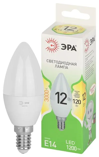 Лампочка светодиодная ЭРА LED B35-12W-830-E14 GL
