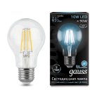 Лампа Gauss 102802210 филаментная E27 10W 4100К груша прозрачная Filament A60